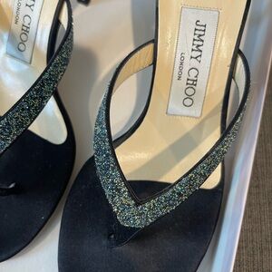 Jimmy Choo Satin/Leather & Sparkle Sandal Like New